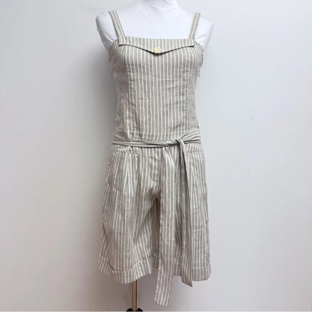 Striped Sleeveless jumpsuit with Belt